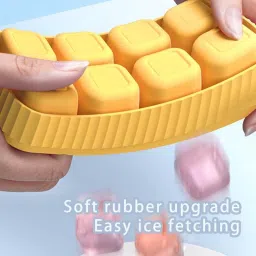 lecomby Silicone Ice Cube Tray 8 Grids Bar Reusable Low Making Mould for Party,Navy Blue Silicone Ice Cube Tray image 3