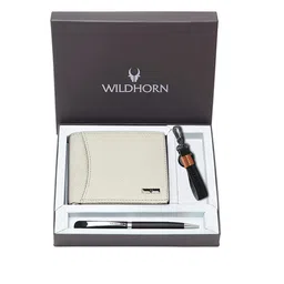 WildHorn Men Leather Wallet, Keychain & Pen Accessory Gift Set-36