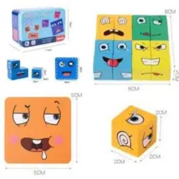 mara bommai Emoji Cube Face Change rubiks cube Game Wooden toy with 16 cubes and 64 cards. image 3