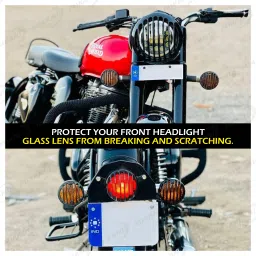 moto genius Headlight Grill / Jali Cover with Tail Lamp, Indicator, Eyes Set For Reborn 350 Bike Headlight Grill image 3