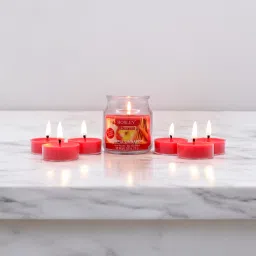 Apple Cinnamon Fragrance Jar with Scented Tealights|Burn Time 15 Hours Candle-7