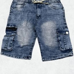 Dyed/Washed Men Denim Light Blue Denim Shorts-image-56