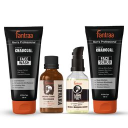 Fantraa Set of 4 Long Beard Oil & Nirvana Beard Fragrance Oil - Charcoal Face Wash & Scrub-49