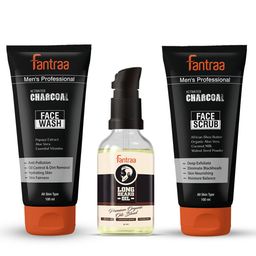 Fantraa Men Set of 3 Long Beard Oil Charcoal Face Wash & Scrub 230 ml-7