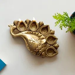 ExclusiveLane Gold-Toned Textured Shankh Shaped Brass Diya-30