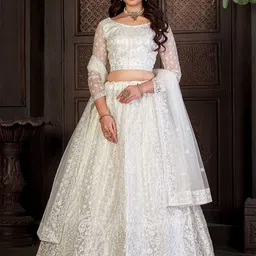 KALINI Embroidered Semi-Stitched Lehenga & Unstitched Blouse With Dupatta-picture-55