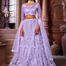 Satrani Embroidered Sequinned Semi-Stitched Lehenga & Unstitched Blouse With Dupatta-image-58