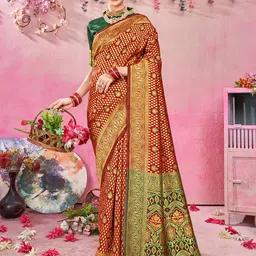 Anouk Ethnic Motifs Woven Design Zari Banarasi Saree-image-97