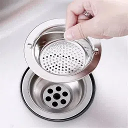 ® Large, 11cm with 2mm Dia Holes, Stainless Steel Sink Strainer with Handle, Kitchen Drain Basin Basket Filter Stopper, Strainer-25