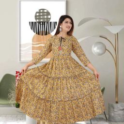 Printed Pure Cotton Stitched Flared/A-line Gown-image-89