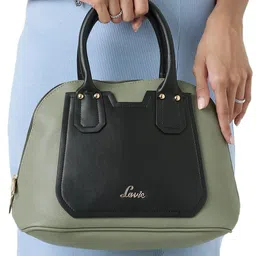 Lavie Cabanel Women Olive Green And Black Medium Satchel-10