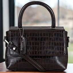 DressBerry Brown Animal Textured Structured Satchel Bag-11