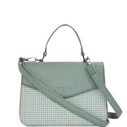 United Colors of Benetton Checked PU Structured Satchel-4