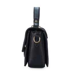 Luvoksi Black PU Structured Satchel With Detachable Strap image 2