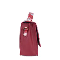 Lapis O Lupo Red & White Floral Printed Structured Satchel image 4