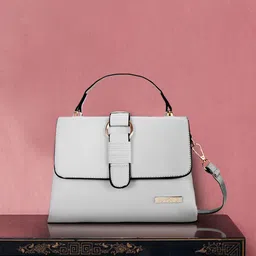 Luvoksi Grey Solid Structured Satchel Bag-53