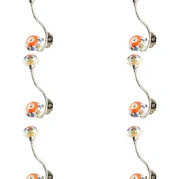 IndianShelf Orange & Silver-Toned 6 Pieces Glass Flower Cloth Hangers Hooks-53