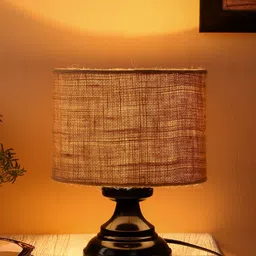 Devansh Beige Iron Traditional Cylindrical Shaped Table Lamp-34