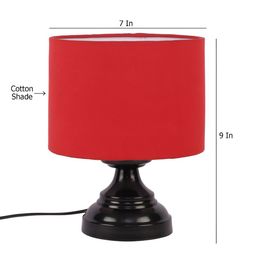 Devansh Red Iron Cylindrical Shaped Table Lamp image 2
