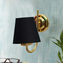 Devansh Black & Gold-Toned Textured Contemporary Metal Frustum Wall Lamp-image-62