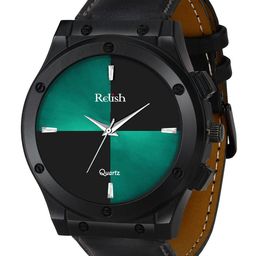 Relish Men Green Dial & Black Stainless Steel Wrap Around Straps Analogue Watch RE-BB1109-14