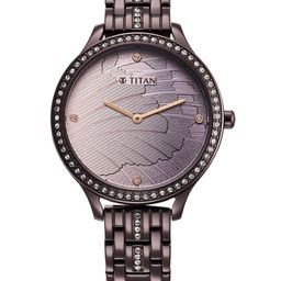 Titan Women Purple Brass Patterned Dial & Purple Wrap Around Straps Analogue Watch-77
