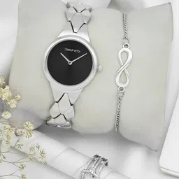 JOKER & WITCH Women Silver Toned Stainless Steel Analogue Watch With Bracelet & Ring-image-77