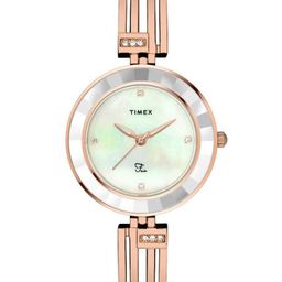 Timex Women Brass MOP Dial & Gold Toned Bracelet Style Straps Analogue Watch TWEL16200-image-52