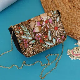 FABBHUE Brown & Red Embroidered Box Clutch-picture-44