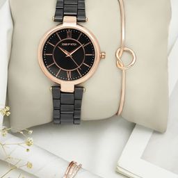 JOKER & WITCH Women Black Dial Analogue Watch With Bracelet & Ring- JWLT694-image-29