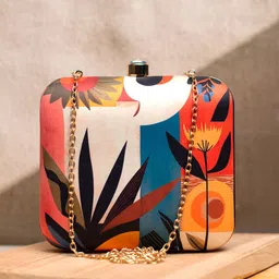 ARTKLIM Floral Printed Box Clutch-image-58