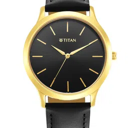 Titan Men Black Brass Dial & Black Leather Straps Analogue Watch-image-27