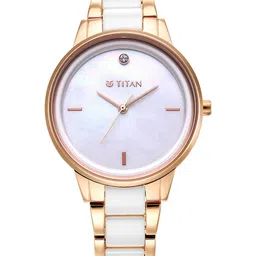 Titan Women White Mother of Pearl Dial & White Ceramic Bracelet Style Straps Analogue Watch-image-96