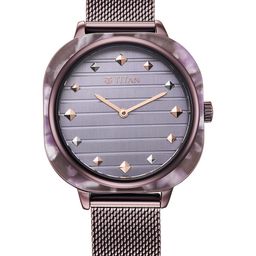 Titan Women Purple Brass Dial & Black Bracelet Style Straps Analogue Watch-image-17