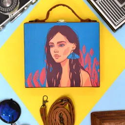 ARTKLIM Hair Lady Printed Suitcase Style Box Clutch-17