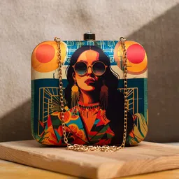 ARTKLIM Graphic Printed Box Clutch-37