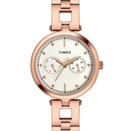 Timex Women Brass Embellished Dial & Stainless Steel Bracelet Style Analog Watch TWEL16602-38