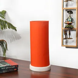 Devansh Orange Textured Wooden Contemporary Cylindrical Shaped Table Lamp-image-71