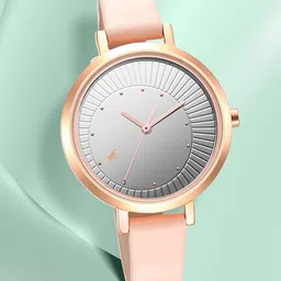 Fastrack Women Brass Dial & Leather Straps Analogue Watch 6230WL02-33