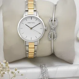JOKER & WITCH Women White Embellished Dial & Multicoloured Stainless Steel Bracelet Style Straps Analogue Watch JWLT623-image-32