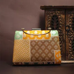 ARTKLIM Self Design Brocade Party Box Clutch-16