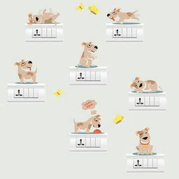 RANGOLI Assorted Puppy Light Switches Wall Stickers-3