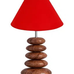 Aura Red Wood Traditional Triangle Table Lamp-20