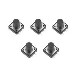 4-Pins DIP Momentary Square Tactile Push Button Switch 5 Pieces - 12x12x12mm image 1