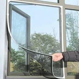 buyagain HDPE - High Density Poly Ethylene Infants Washable STITCHED Window Ready to Use Fiberglass Insect Net with Strong Self Adhesive Hook & Loop Tape Pre-stitched to Net 4X6 FT BLACK WINDOW MOSQUITO NET Mosquito Net image 2