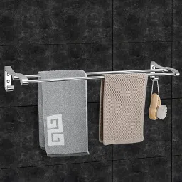 High Grade Stainless Steel Towel Bar / Towel Rack for Bathroom / Hanger / Stand /Bathroom Accessories (24 Inch - Chrome Finish) 24 inch 2 Bar Towel Rod-image-89