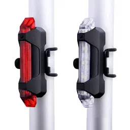 White + Red Color USB Cycling Bike Light Tail Rear light Portable Rechargeable LED Front Rear Light Combo-image-18