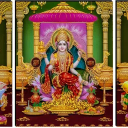 3 PC SET OF LAXMI GANESH SARASWATI PAINTING (3500 FL) WITHOUT GLASS Digital Reprint 12 inch x 18 inch Painting-20