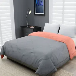 RF RELAXFEEL Peach & Grey Geometric Heavy Winter 233 GSM Single Bed Quilt-21