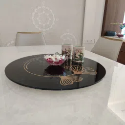 Lazy Susan Revolving Toughened Glass Tray-21"Butterfly Ring Polished Trivet-31